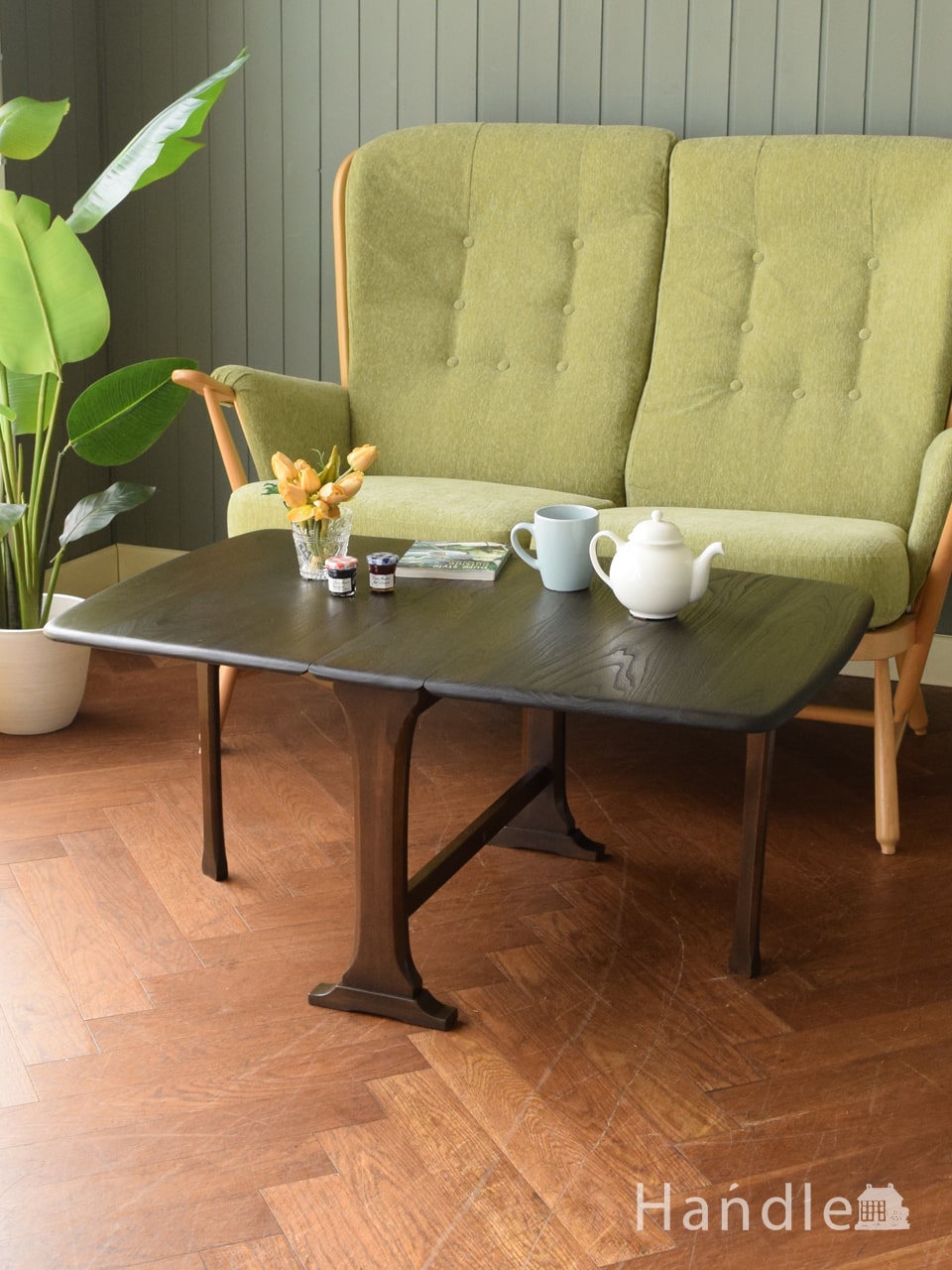 ERCOLアーコール社の伸長式ビンテージテーブル、おしゃれなゲートレッグコーヒーテーブル (x-1699-f)