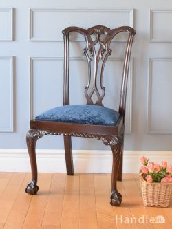 アンティークチェア・椅子 サロンチェア アンティークのチッペンデールチェア、クロウ＆ボール美しいサロンチェア
