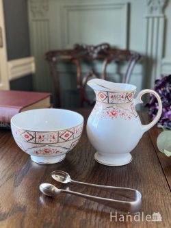 アンティーク雑貨 アンティーク食器 ロイヤルグラフトン(Royal Grafton)のイマリパターン、英国アンティークのクリーマー&シュガーボウルセット