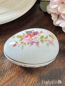 アンティーク雑貨 ジュエリーボックスアンティーク 英国から届いたハマースレイ(Hammersley)の陶磁器、エッグ形のアンティークトリンケットボックス