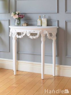 アンティーク風 アンティーク風の家具 フランスアンティーク調のシャビーシックな家具、バラの装飾が可愛いコンソールテーブル