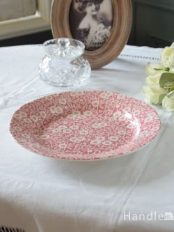 インテリア雑貨 プレート皿 限定販売!英国バーレイ社のおしゃれな食器、 限定キャリコ柄のプレート 21.5cm(ピンク)