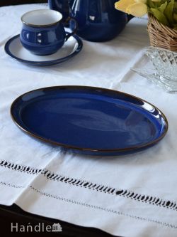 インテリア雑貨 プレート皿 イギリスから届いたデンビー社(DENBY)のオーバルトレイ、Imperial Blue (インペリアルブルー)