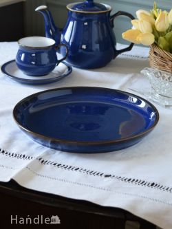 インテリア雑貨 プレート皿 イギリスから届いたデンビー社(DENBY)のブレックファーストプレート、Imperial Blue (インペリアルブルー)