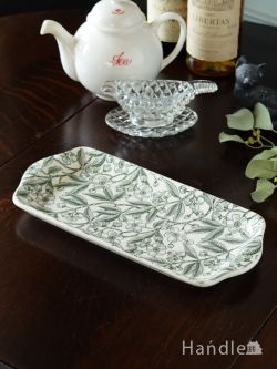 インテリア雑貨 プレート皿 イギリスから届いたバーレイ社の食器、グリーンプルナス(Green Prunus)のサンドイッチトレイ
