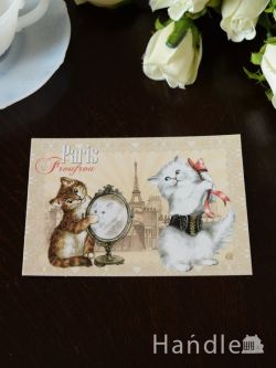 インテリア雑貨 ポストカード・インテリア本 フランス製の猫のポストカード（Paris Froufrou）セブリーヌ・ピノーが描いたネコのカード