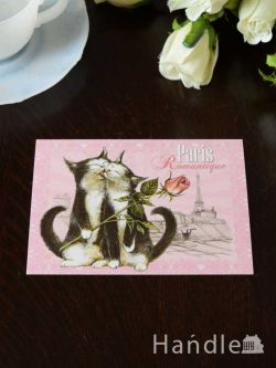 インテリア雑貨 ポストカード・インテリア本 フランス製の猫のポストカード（Paris Romantique）セブリーヌ・ピノーが描いたネコのカード