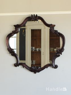 インテリア雑貨 鏡おしゃれ アンティーク調のおしゃれな鏡、デコラティブな装飾が豪華なウォールミラー（BR）
