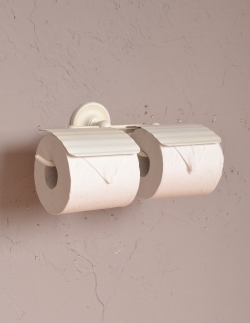 DIYグッズ トイレットペーパーホルダー 真鍮ペーパーホルダーダブル(アンティークホワイト)