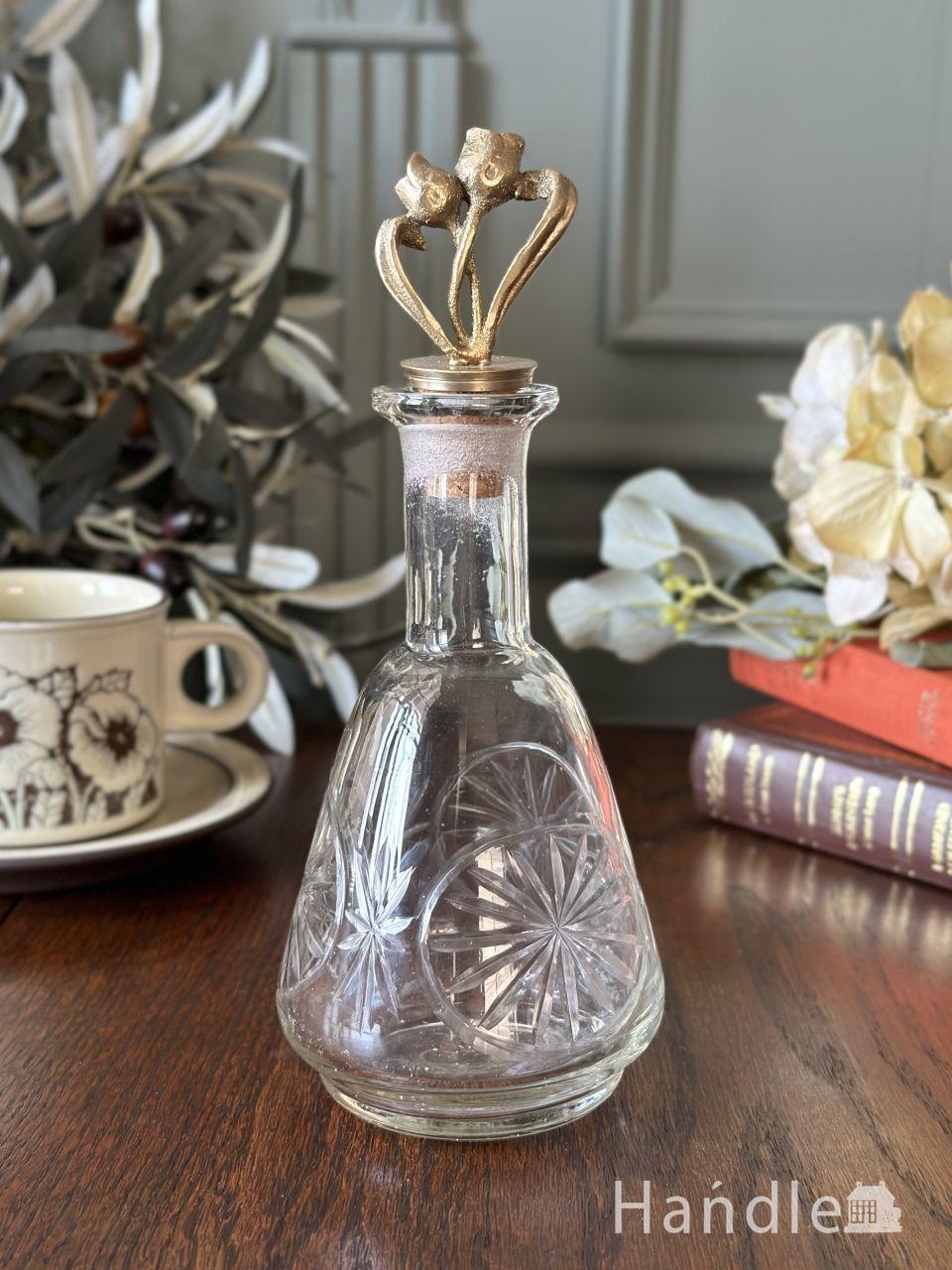 アンティーク風のおしゃれなガラス雑貨・ガラスボトル(チューリップキャップ) (n21-069)