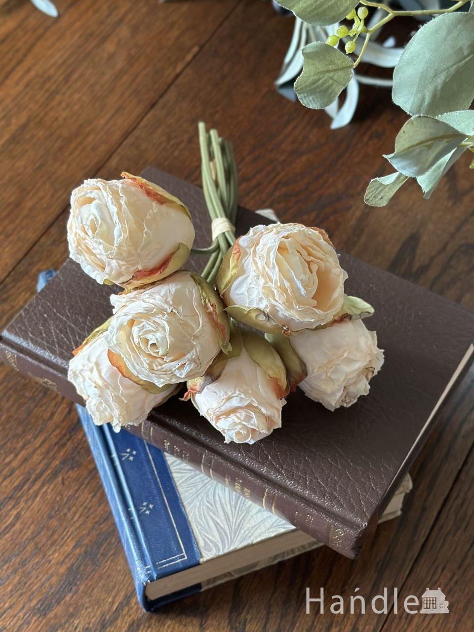 イングリッシュローズのフェイクフラワー、おしゃれなアーティシャルフラワーブーケ (n22-186)