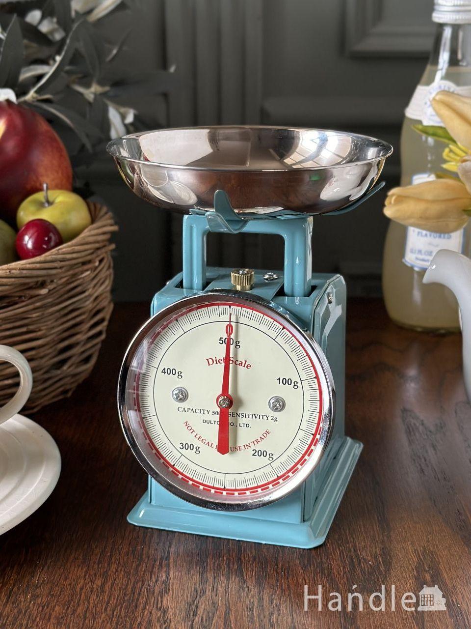 レトロスタイルのおしゃれな計り、500g用のコンパクトキッチンスケール(GRAY GREEN) (n22-213)