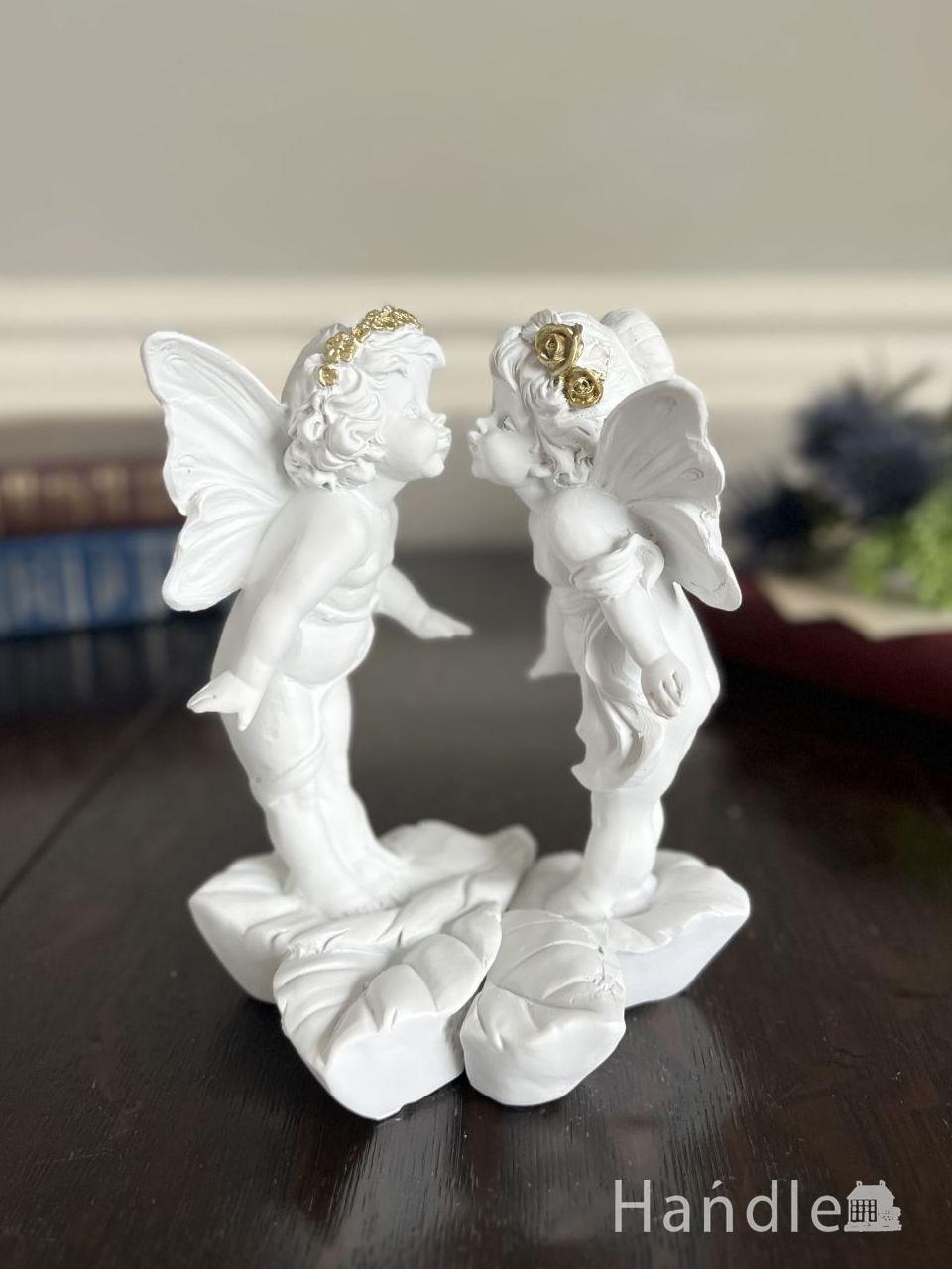 アンティーク風の可愛いディスプレイ雑貨、天使の形のデコラティブなオブジェ(フェアリーKISS) (n21-113)