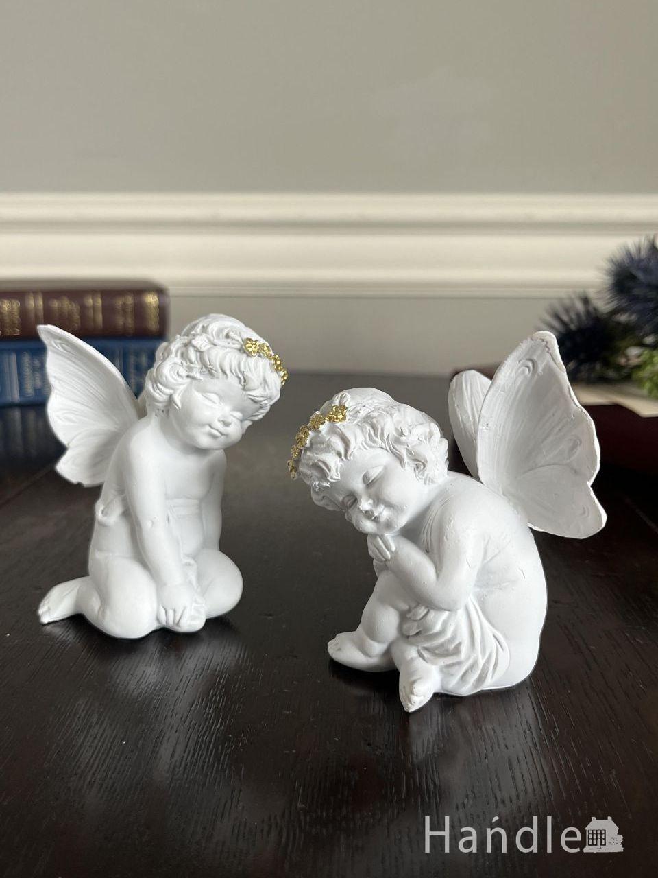 アンティーク風の可愛いディスプレイ雑貨、2人の天使が可愛いオブジェ(フェアリー・フレンド) (n21-119)
