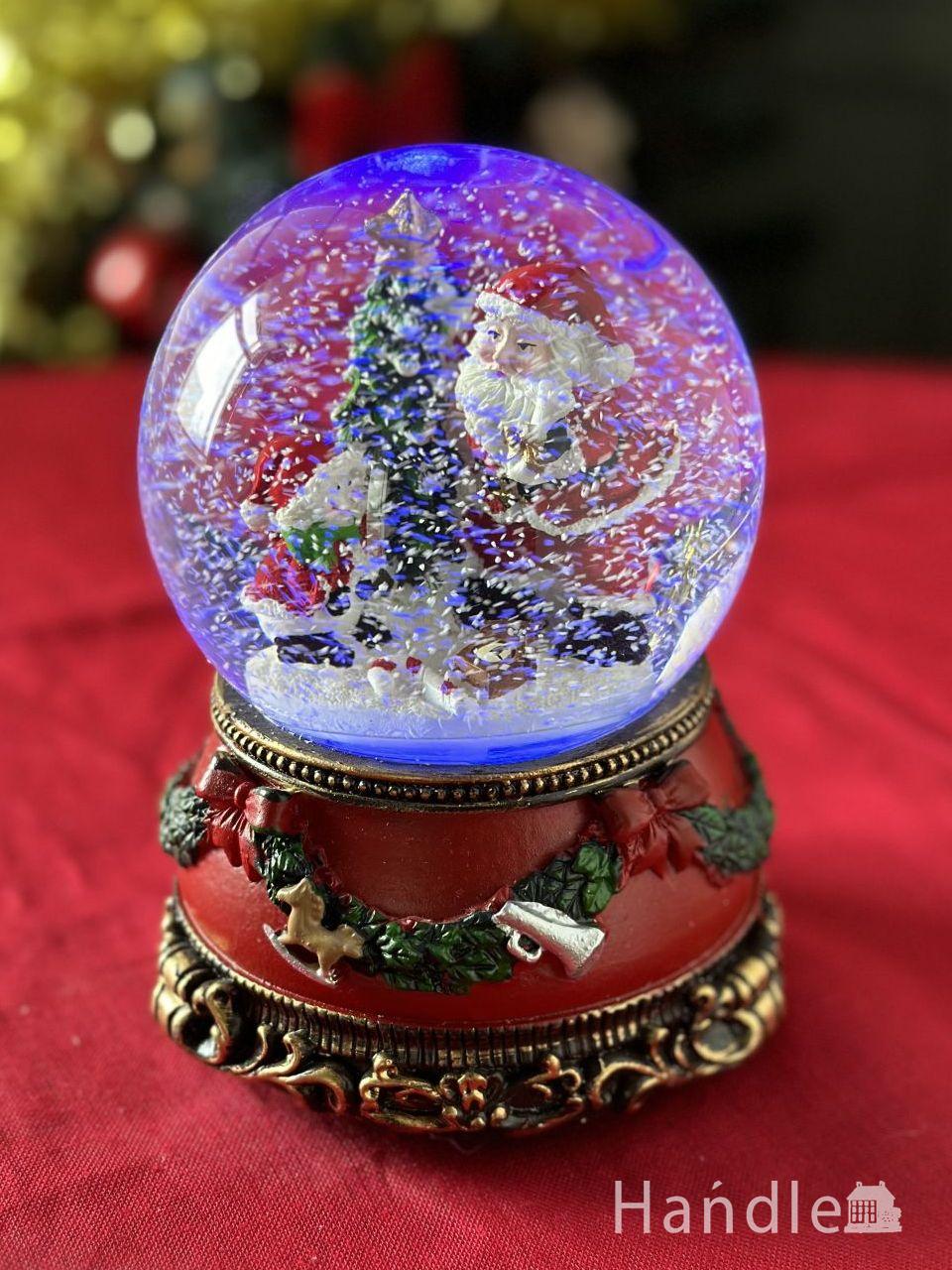 お部屋をクリスマス色に彩るスノードーム、サンタ&スノーマンの雪が舞い散るオブジェ (cm-314)