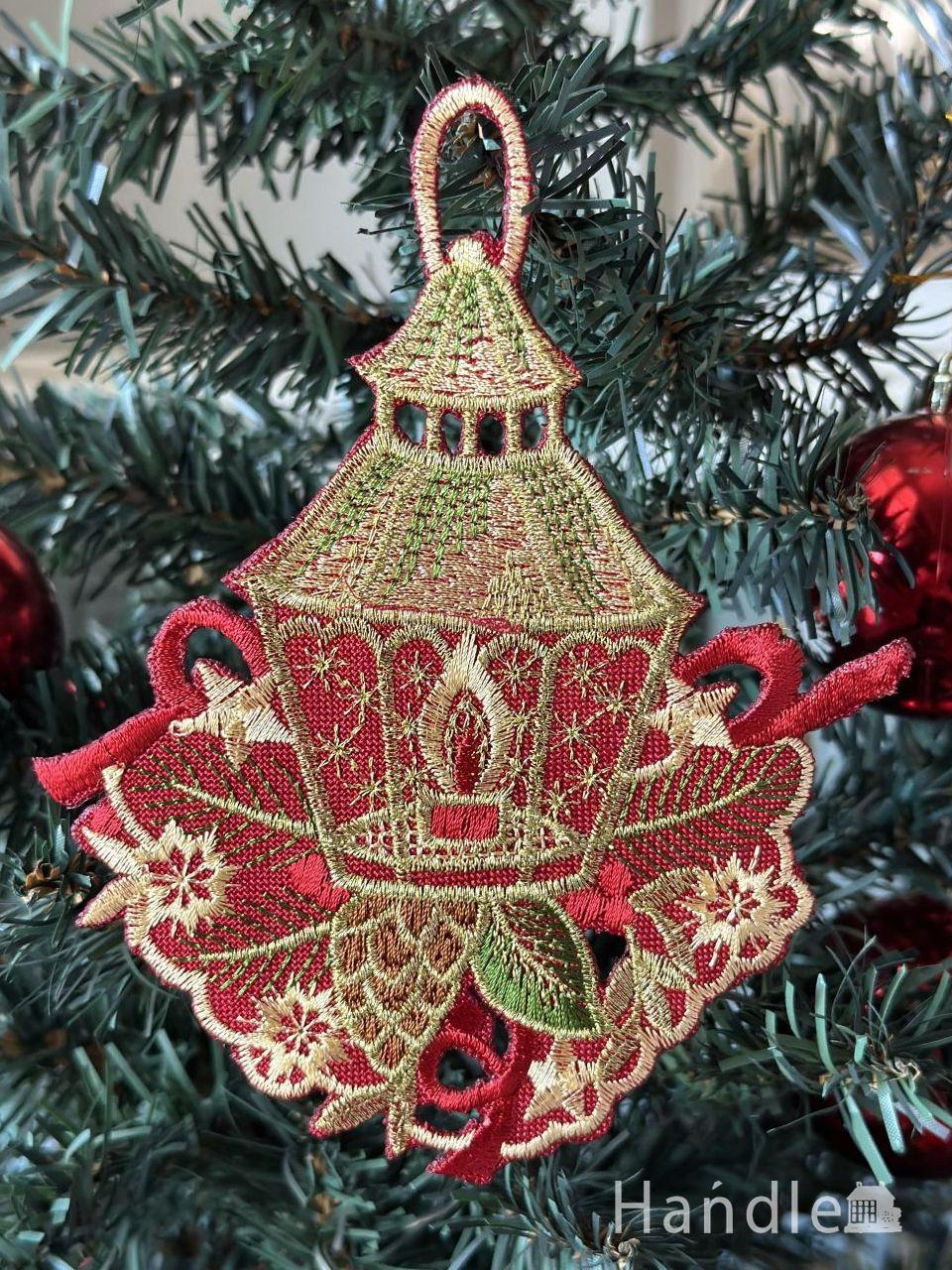 ランタンモチーフが可愛い、Xmasオーナメント(レッド) (cm-332)