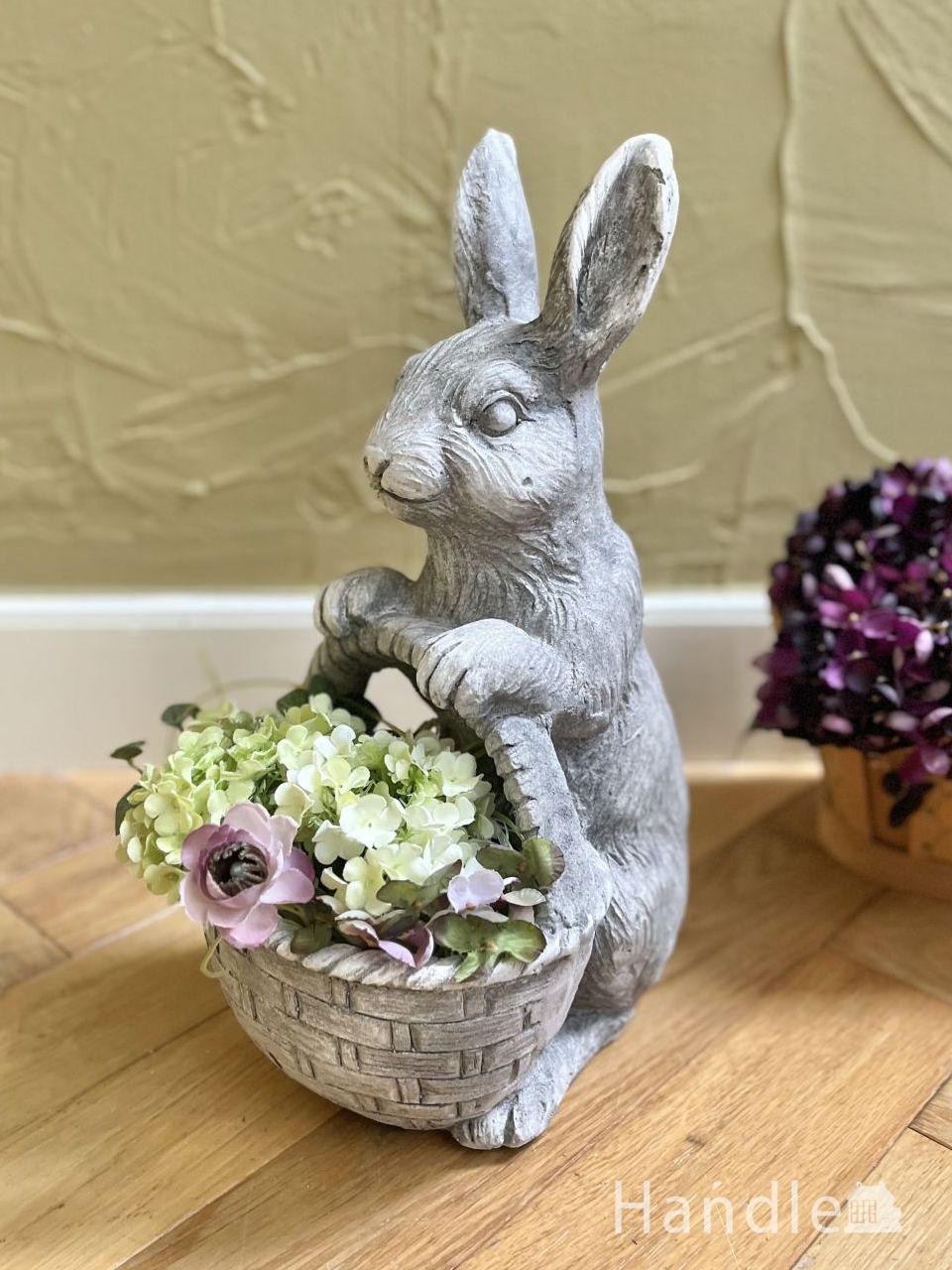 ヨーロッパの雰囲気漂うおしゃれなプランター、ウサギモチーフのガーデニングポット花台 (n22-222)
