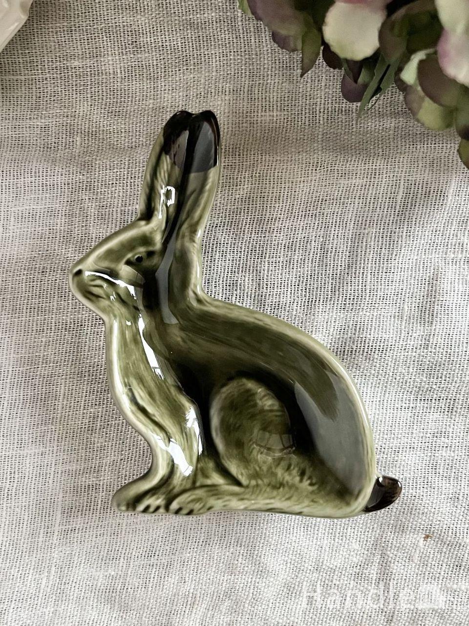 ウサギのカタチの可愛い小皿、スタジオエムのラパンプレート(グリーン) (n22-271)