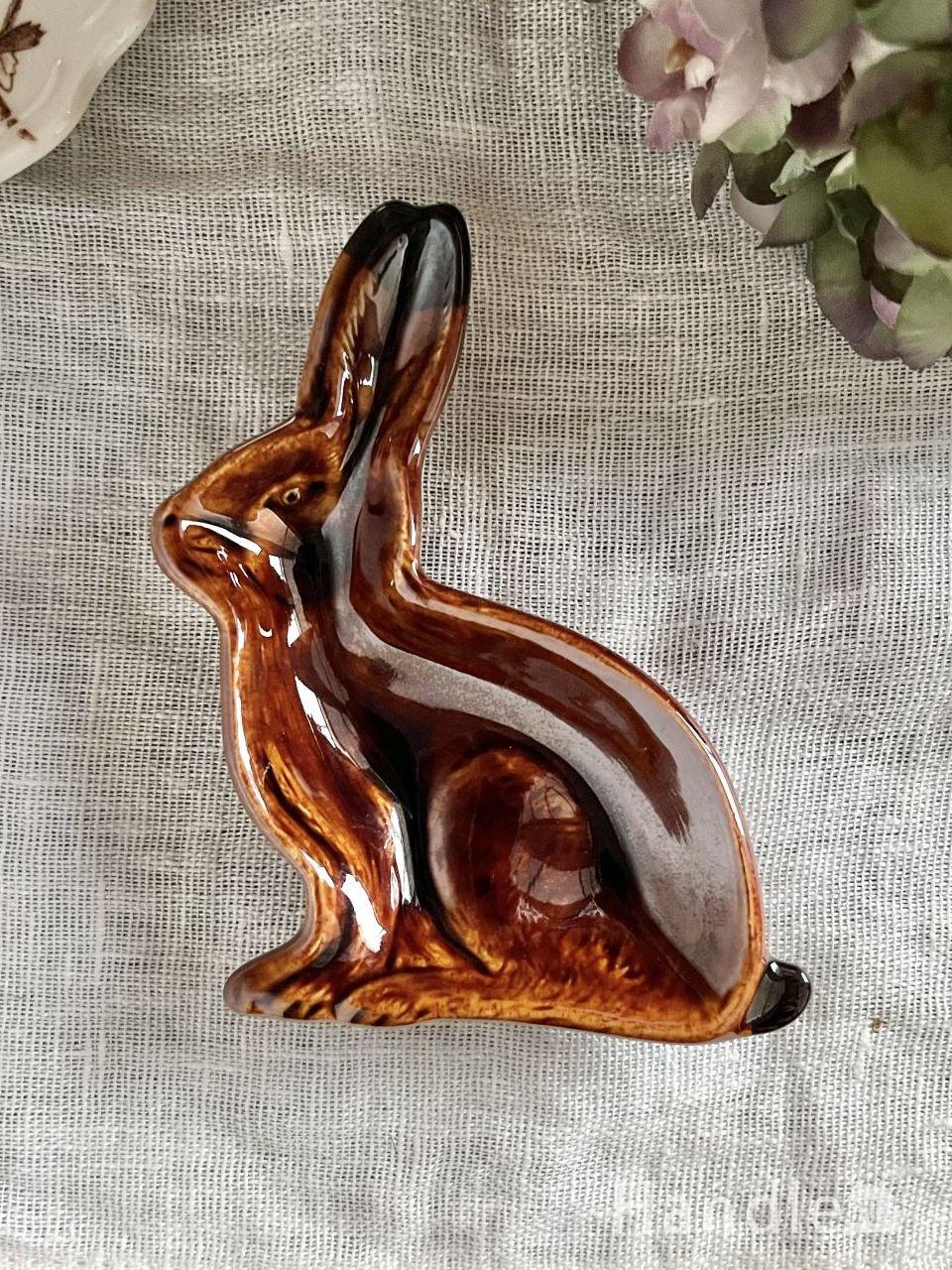 スタジオエムのウサギの小皿、アメ色のラパンプレート(アメ色) (n22-270)