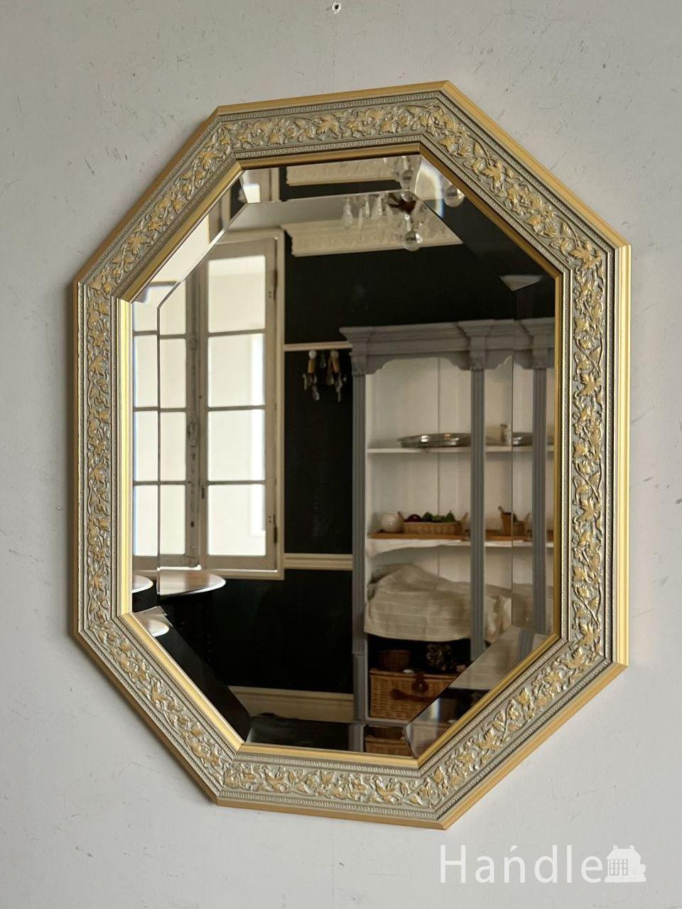 イタリア生まれの縦長ウォールミラー、八角形の豪華な壁掛け鏡 (n21-128)