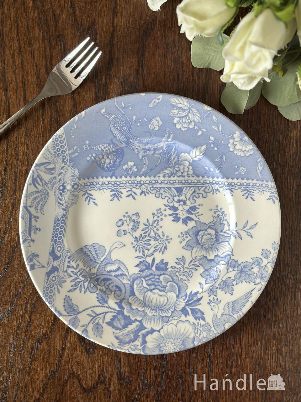 イギリスから届いたバーレイ社の食器、エングレイバーズ(Engravers)のブループレート22cm (n1-569)