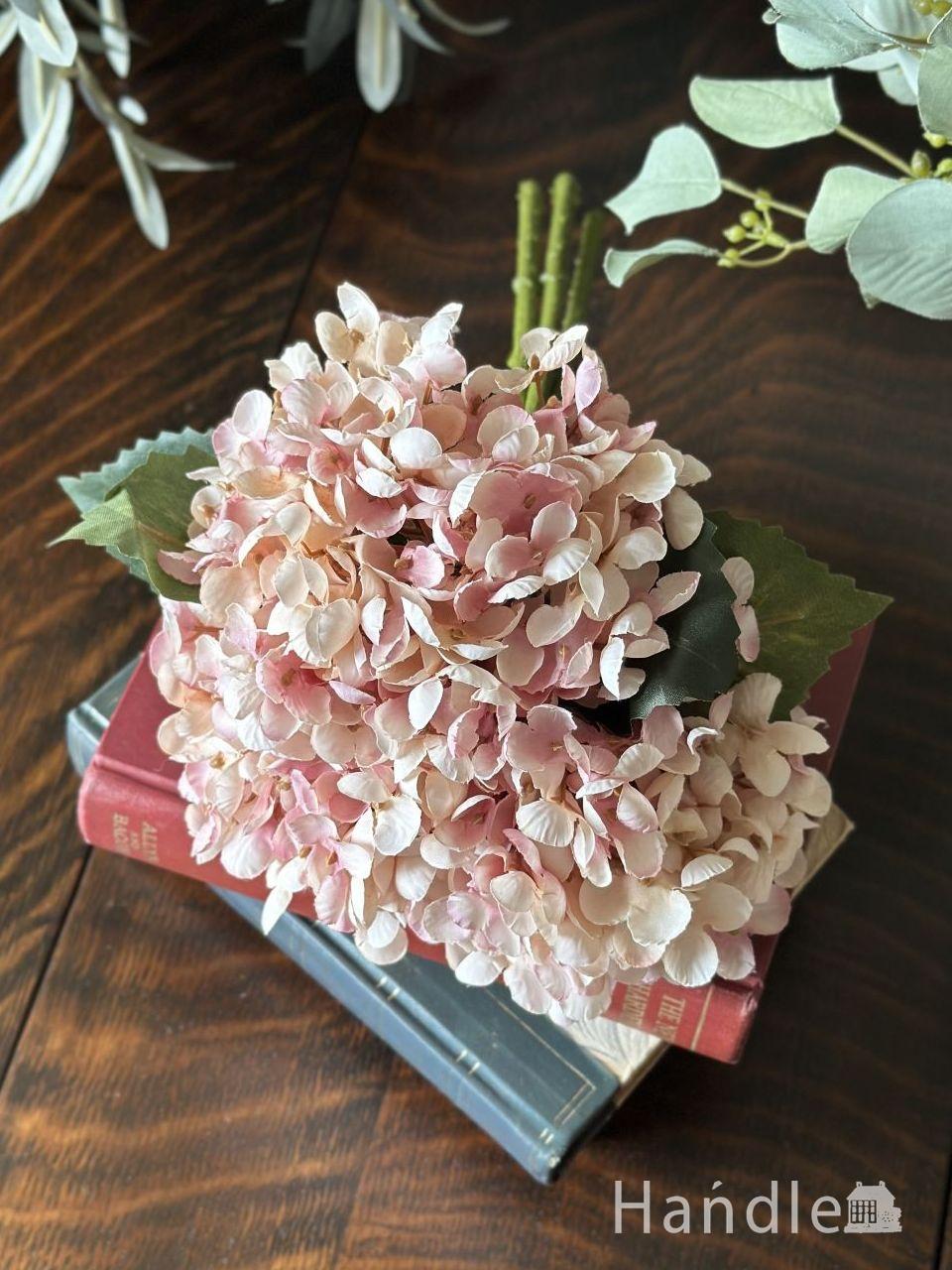 アンティーク色のおしゃれなフェイクフラワー、ピンク色の紫陽花のアーティシャルフラワー (n20-349)