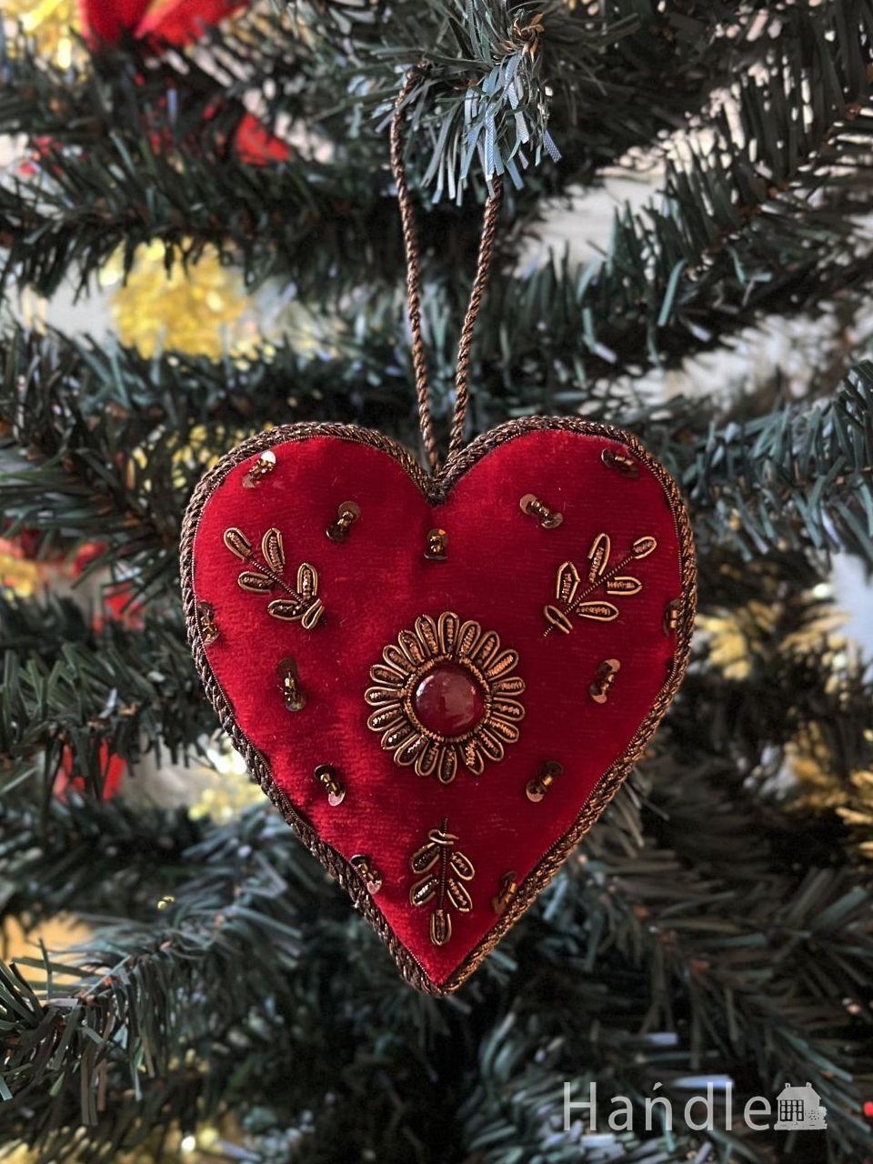 クリスマスツリーを華やかに彩ってくれる、真っ赤なハート形のおしゃれなオーナメント (cm-356)