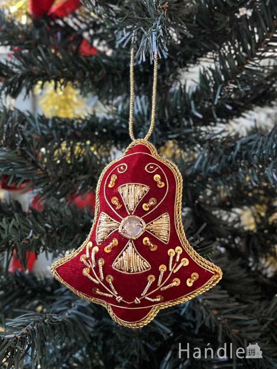 クリスマスツリーを華やかに彩ってくれる、真っ赤なベルの形のおしゃれなオーナメント (cm-359)